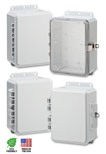 Integra Wallmount Enclosure; 8" x 6" x 3"; Polycarbonate; Transparent Cover; Hinge Connection; NEMA 4X